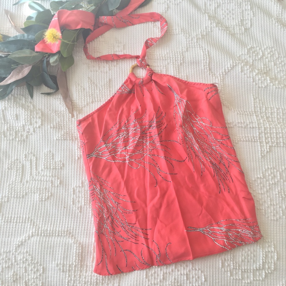 Coral red J McLaughlin top - Picture 3 of 8